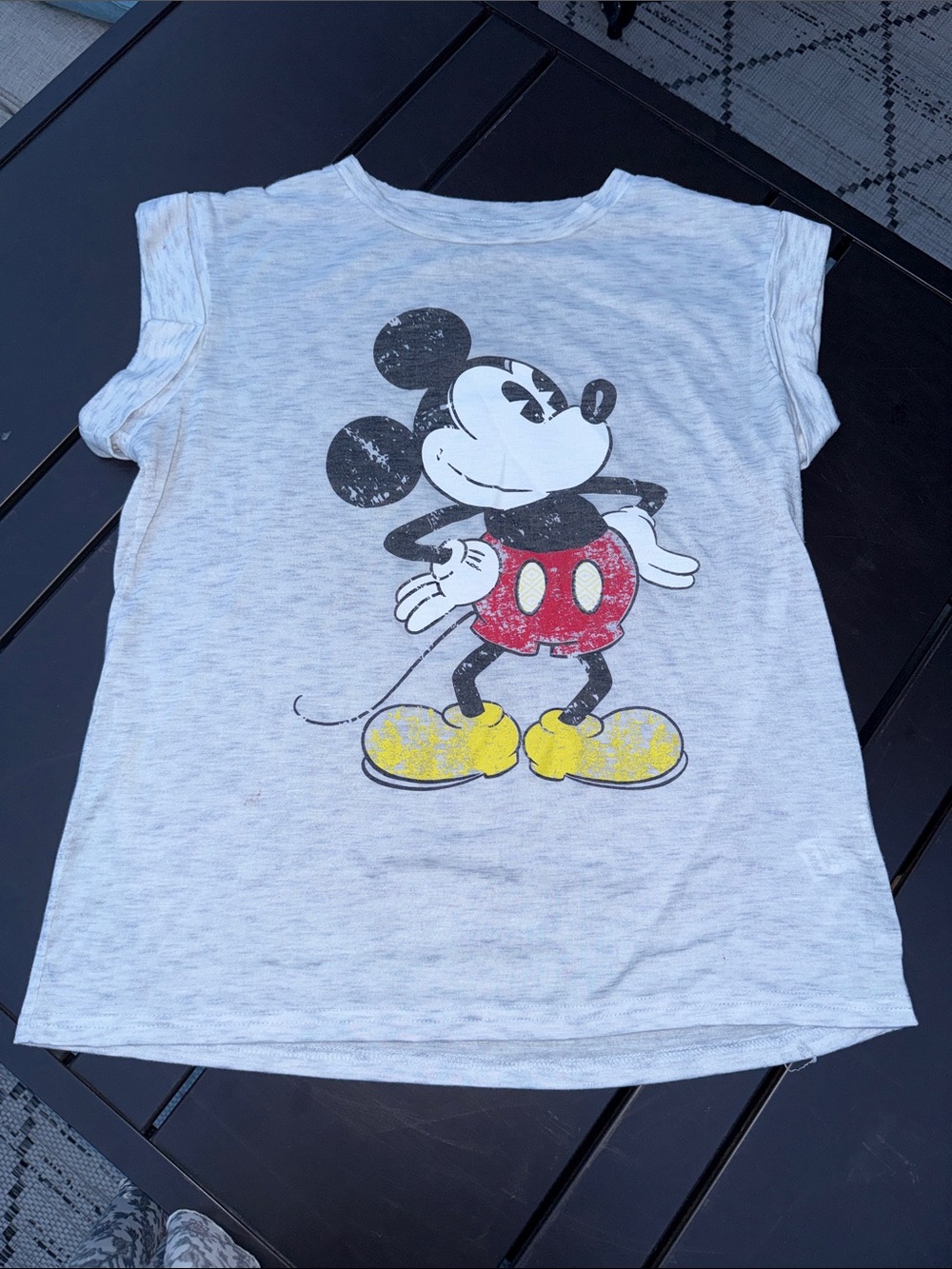 Disney ladies Classic Mickey Mouse Graphic Tee - Light Gray GUC Med
